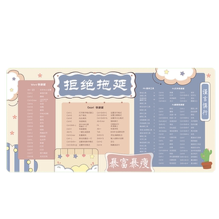 PS快捷键鼠标垫CAD超大电脑键盘办公桌垫excel电脑软件大全书桌垫