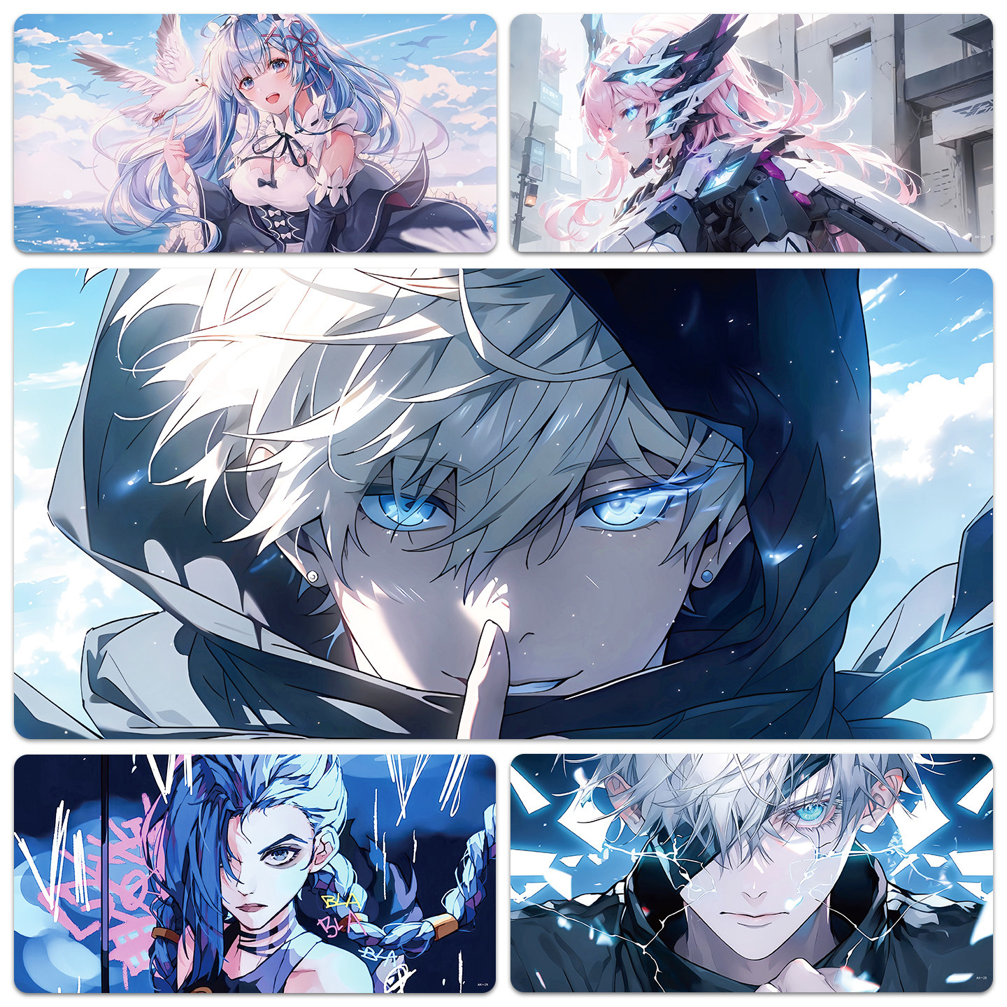 电竞游戏橡胶鼠标垫环保防水防滑超大号二次元卡通可爱办公桌垫