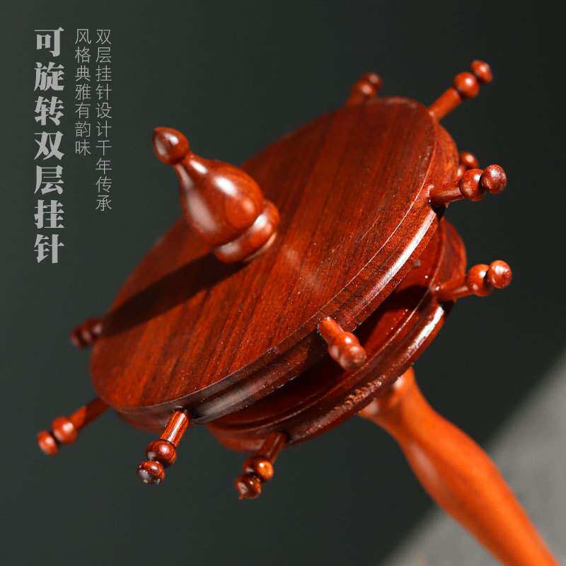 毛笔挂架笔挂红木圆盘毛笔架笔挂笔架毛笔架圆形旋转笔挂见描述潮