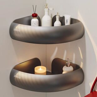 爆品卫生模范收纳转角三角夫人壁挂墙上厕所卫浴置物架打孔浴室洗