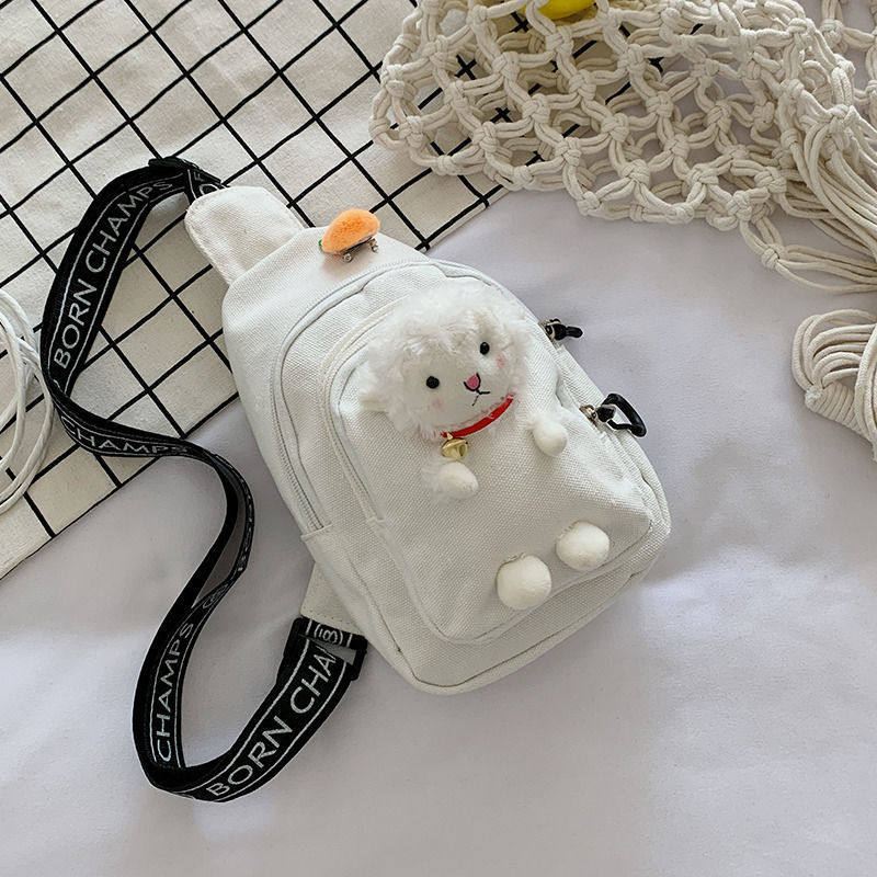 爆品2025年新款小熊胸包手机包零钱包帆布包斜挎包女包可爱百搭大