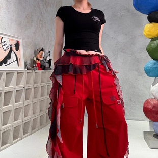 红色腰饰红黑屁帘爵士舞腰搭jazz配饰腰带美式 女团红色穿搭腰巾