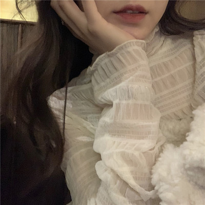 法式别致透肤设计感小众漂亮上衣