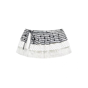 亚萌感条纹星星蕾丝拼接屁帘半身裙女小众设计感打底短裙