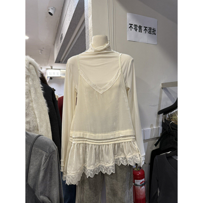 新款小清新蕾丝丝绒叠穿吊带小衫