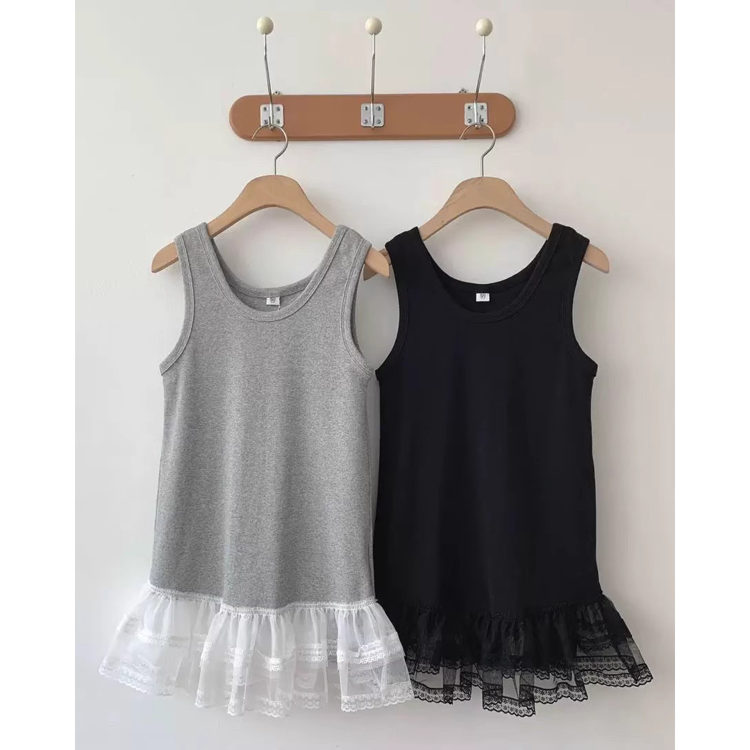 网纱蕾丝花边下摆背心女新款上衣