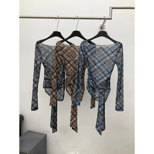 网纱衬衣小衫女新款美式辣妹T恤