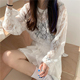 性感镂空防晒上衣潮 女洋气内搭网纱小衫 夏季 女网红宽松蕾丝打底衫