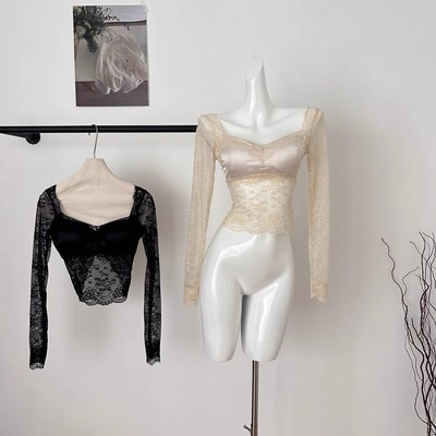 蝶梦多种蕾丝拼接美背高弹打底衫