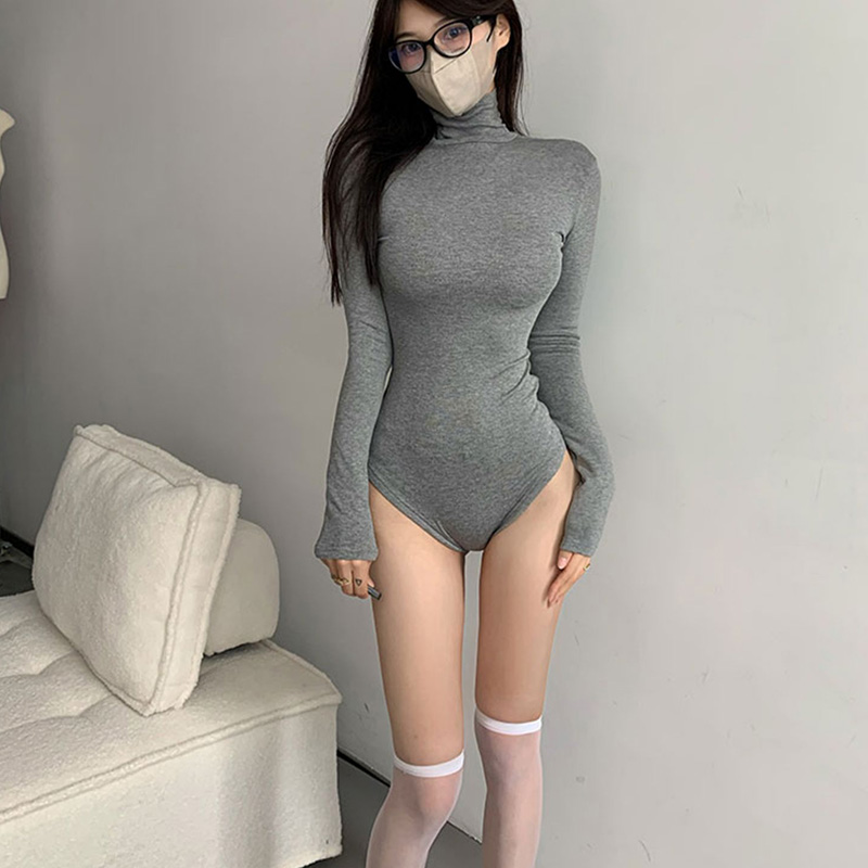 性感内搭连体上衣长袖连裆T恤