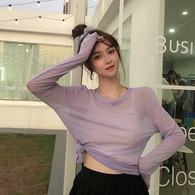 糖果色防晒冰丝网纱新薄款上衣