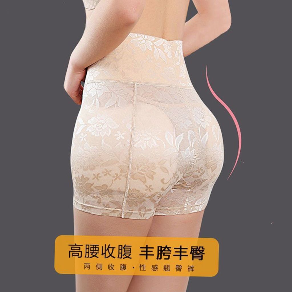 蕾丝提臀裤薄款高腰束腰