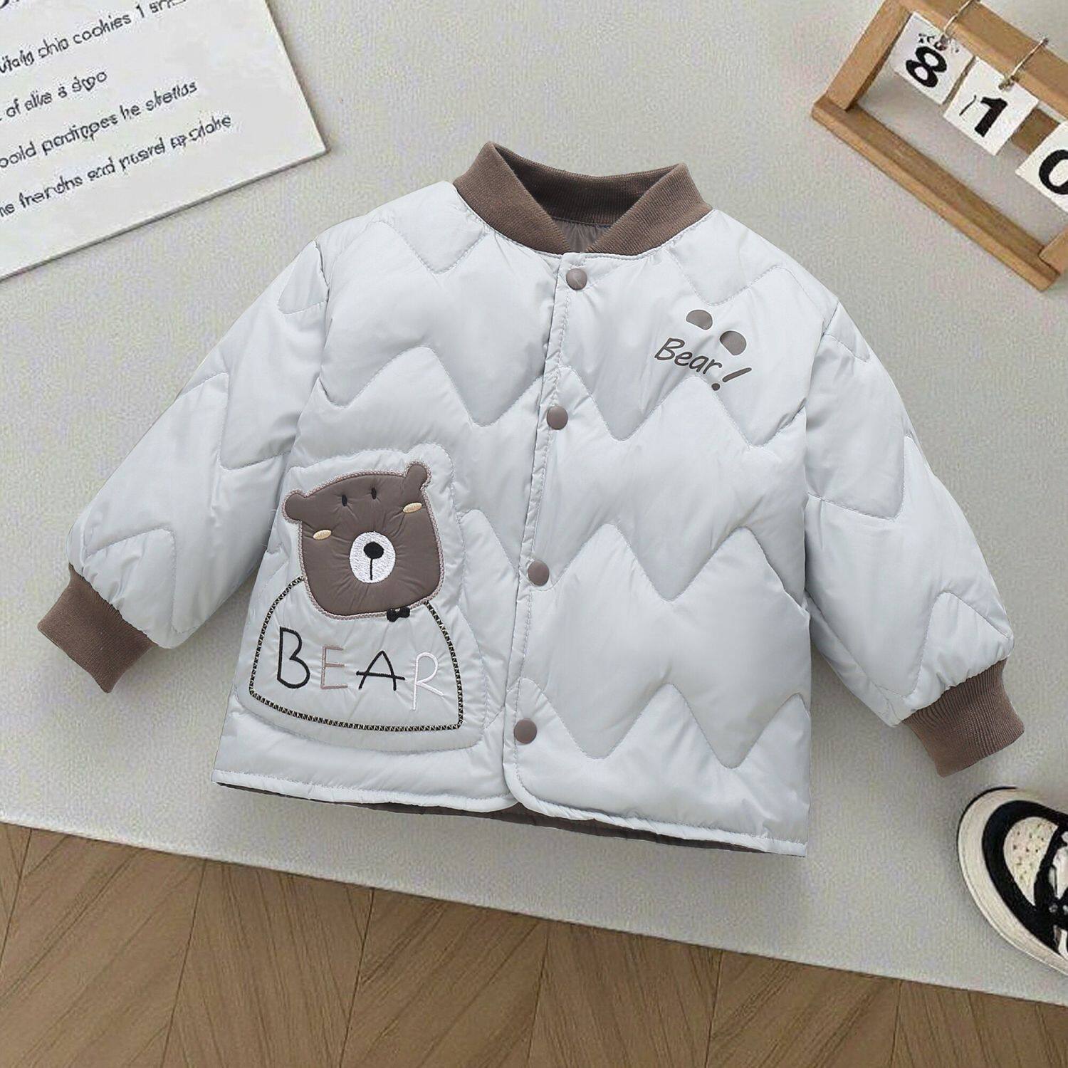儿童宝宝羽绒服外套冬装新款男童保暖内胆童装卡通绣花防寒内胆