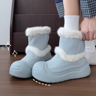 巨好看雪地靴加绒冬季加厚防水防滑一脚蹬软底保暖棉鞋女外穿高筒