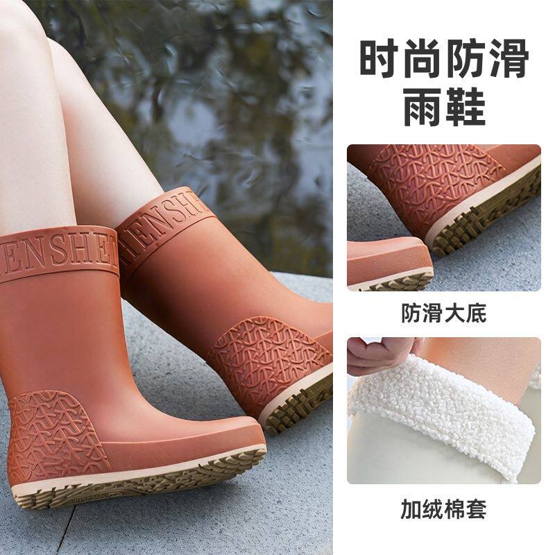 平底雨鞋女款软底中筒防