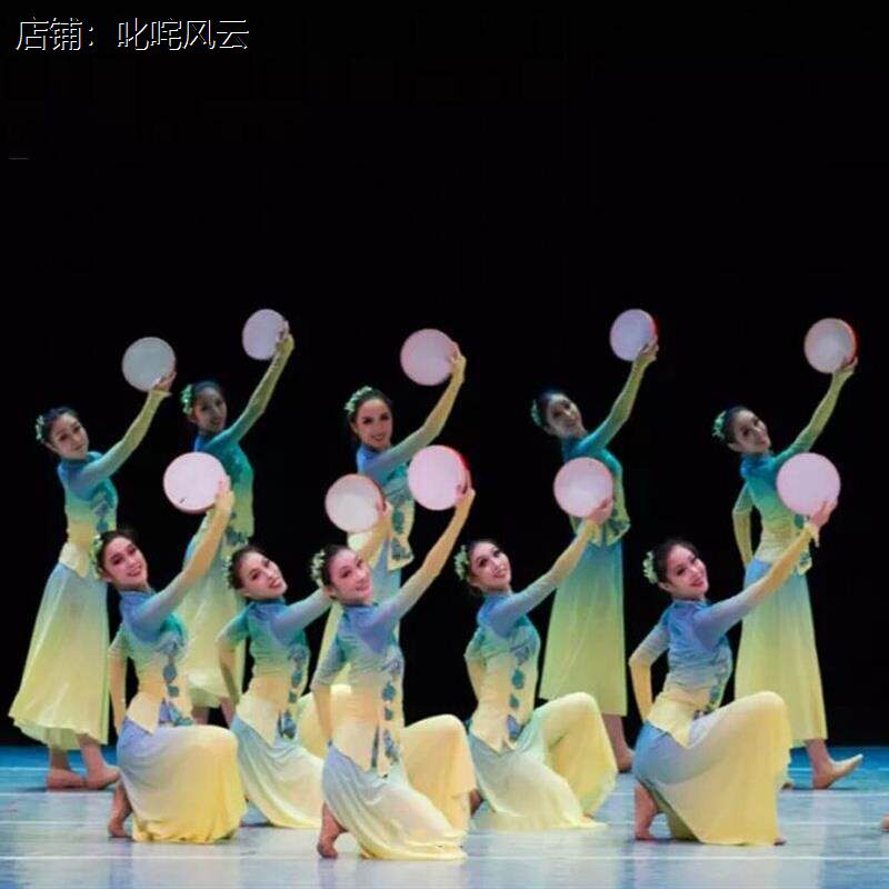 女子群舞趣说巧鼓扇子舞胶州秧歌表演服装青禾怏怏古典舞蹈演出服