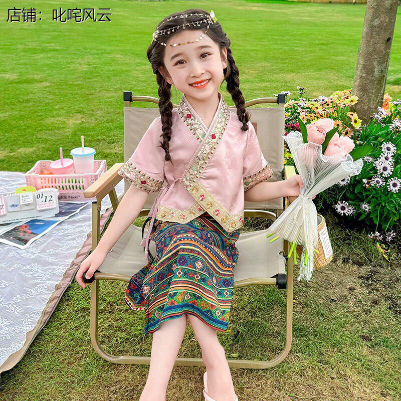 女童傣族服装泼水节夏季