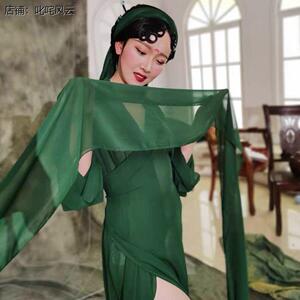 青蛇舞蹈服装古典舞练功服披风白蛇身韵表演抖音汉服舞台剧纱衣仙