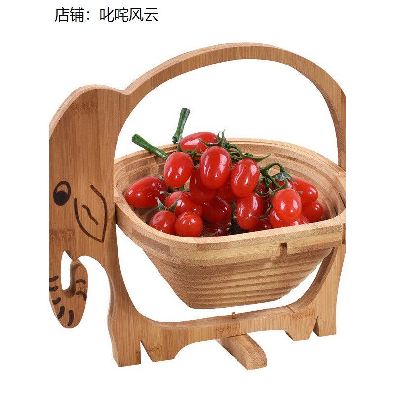 苹果型竹木折叠篮大象吉