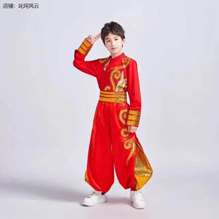 男女童腰鼓打鼓舞灯笼舞蹈服儿童喜庆现代演出服中国风民族快板舞