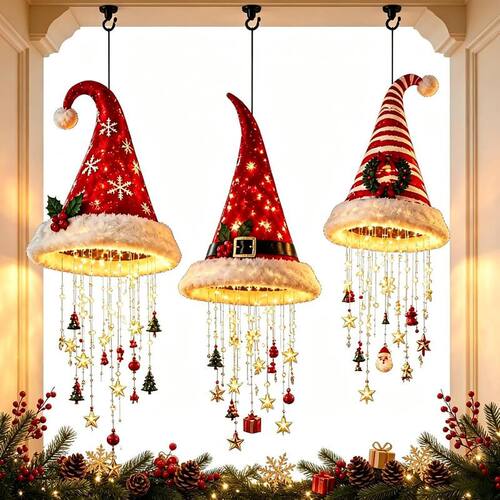 Christmas Hat Hanging Light 圣诞帽吊灯带装饰品