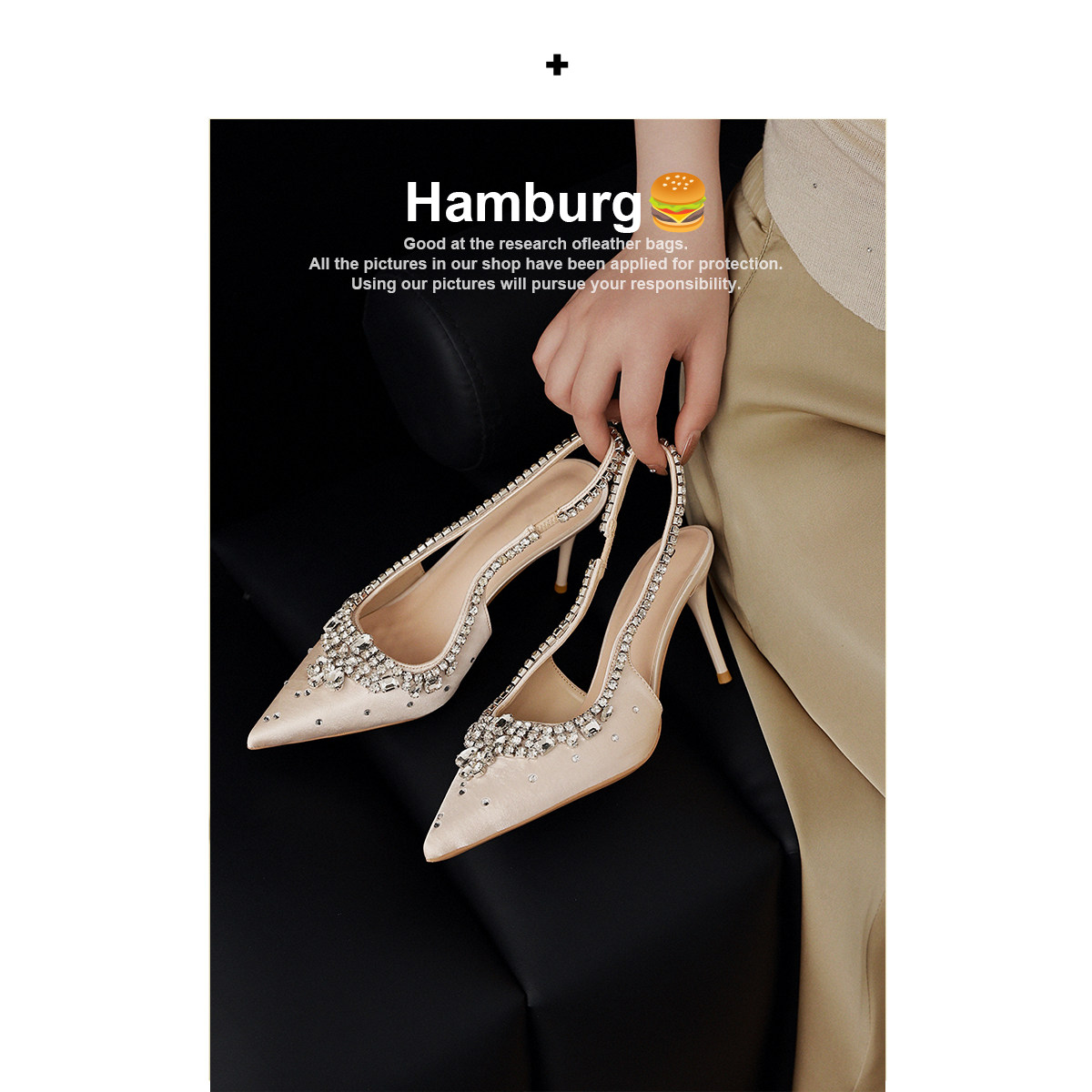 【汉堡Hamburg】香槟色水钻婚鞋女秀禾婚鞋细跟高跟鞋包头凉鞋女,女鞋,一字带凉鞋,淘宝优惠券,粉丝福利购,淘宝优惠卷