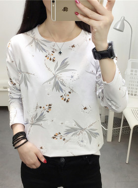 初秋长袖t恤女薄秋冬季宽松ins超火cec打底衫2024新款印花上衣潮