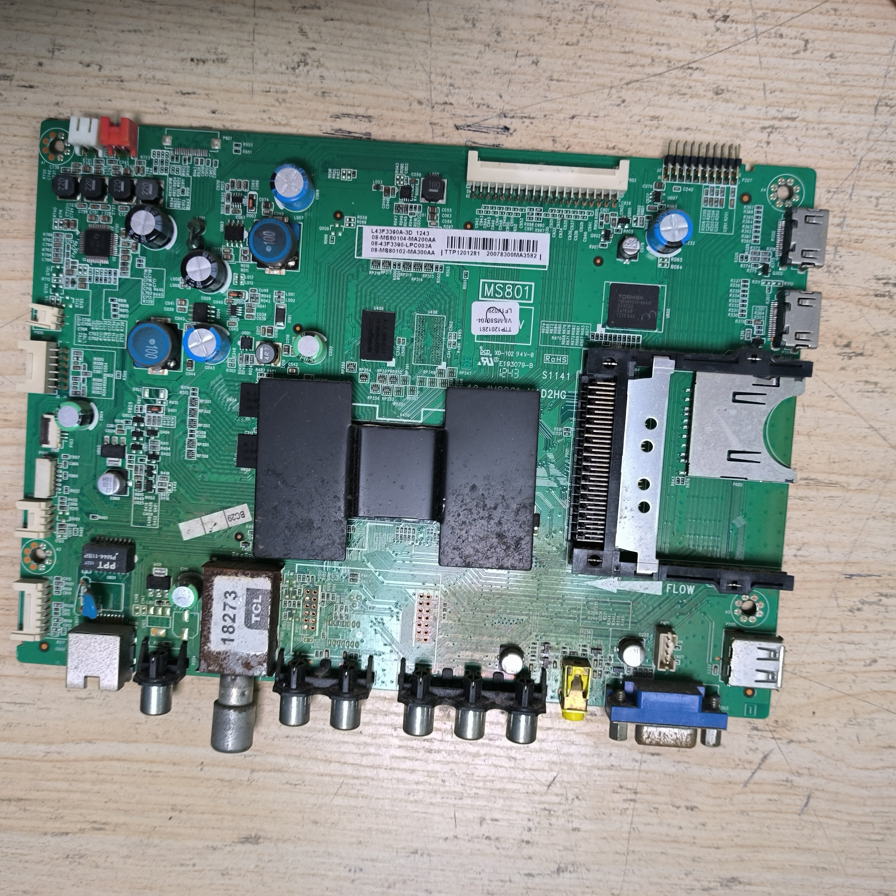 液晶TCLL43F3390A-3D主板40-1MS801-MAD2HG屏LVF430SDAL