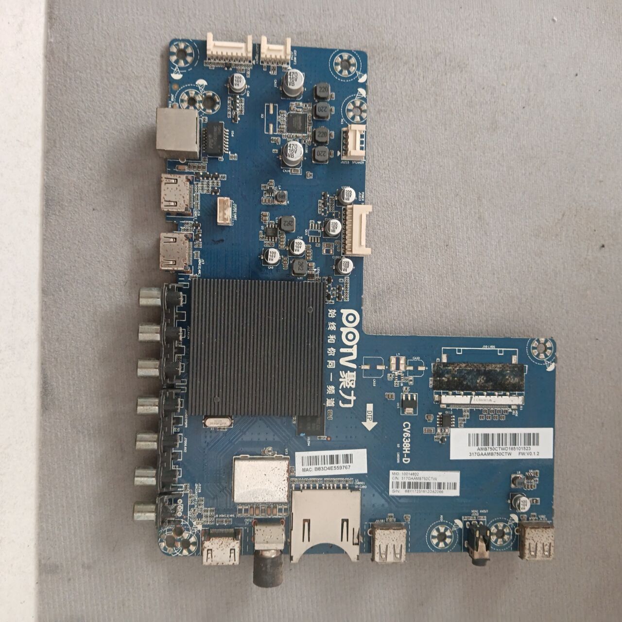 原装拆机PPTV-55P1S 主板 CV638H-D屏TPT550U1-QVN05.U