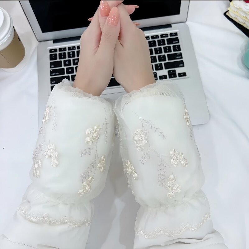 蕾丝袖套女秋冬2025新款护袖羽绒