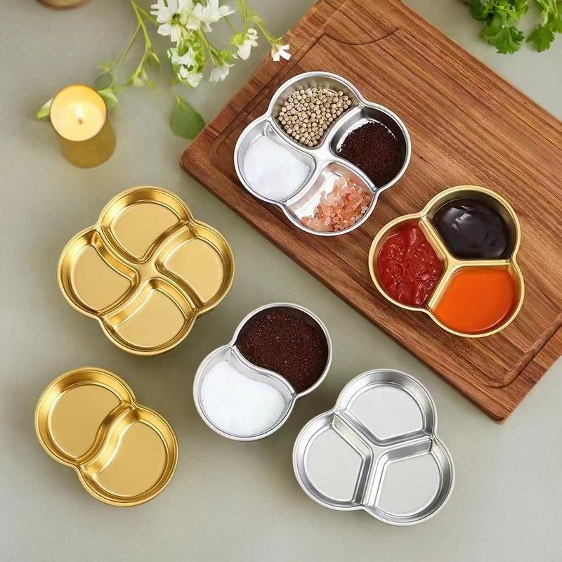 不锈钢蘸料碟两三四宫格调