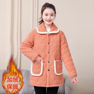 女士上班穿的罩衣冬天罩衣女新款新款加绒保暖时尚棉衣外套家居服