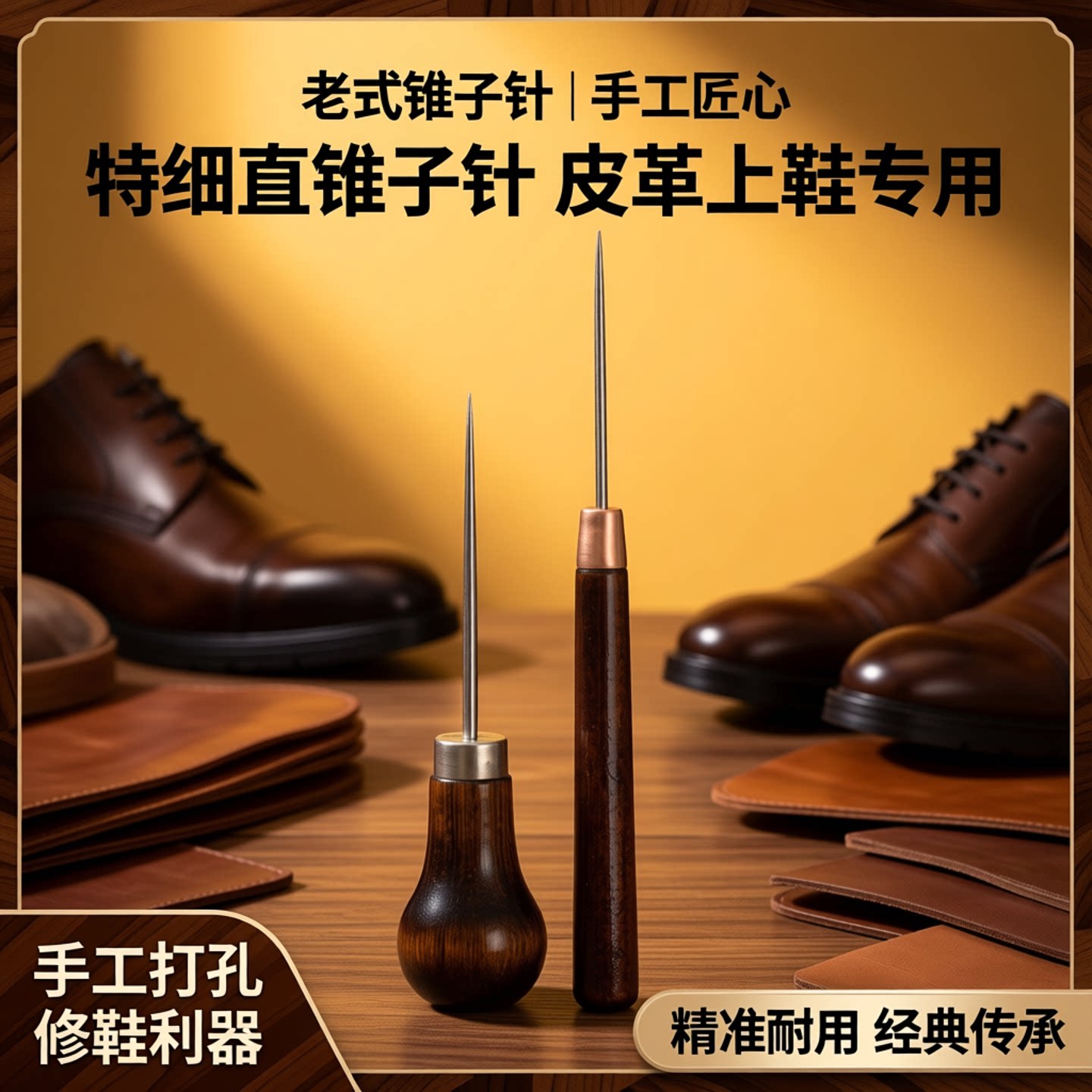 老式锥子针补鞋木柄锥子皮革上鞋