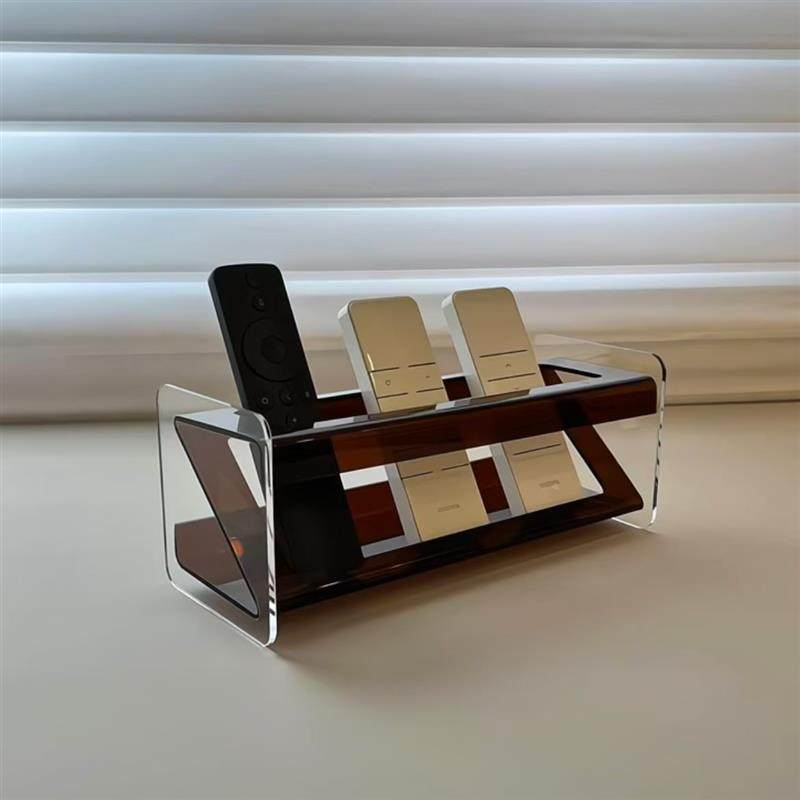 电视遥控器收纳盒亚克力桌面多功能手机置物盒子架风轻奢茶几展示