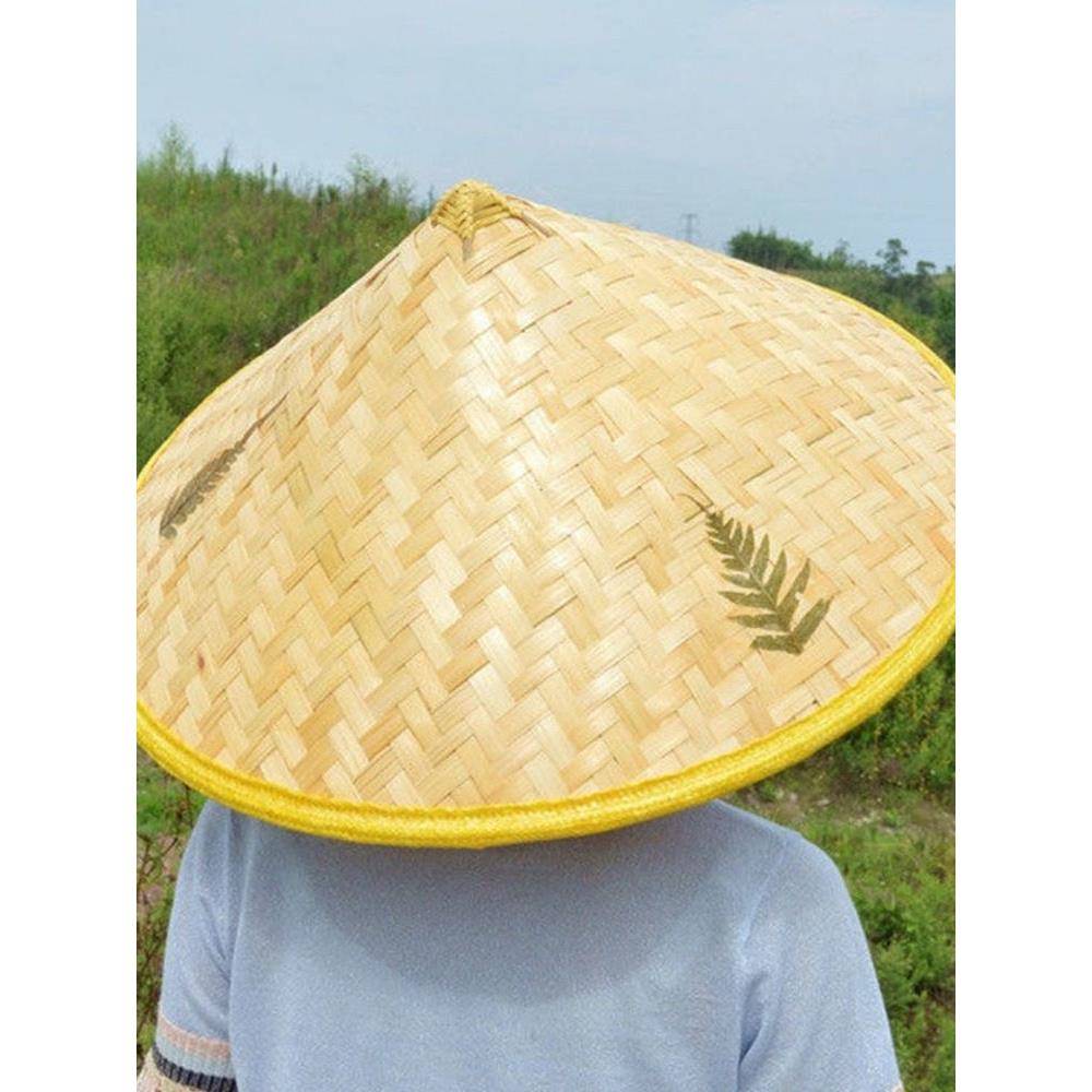 斗笠竹编帽子女遮阳竹帽舞蹈道具太阳大号男士防晒草帽防雨斗篷帽