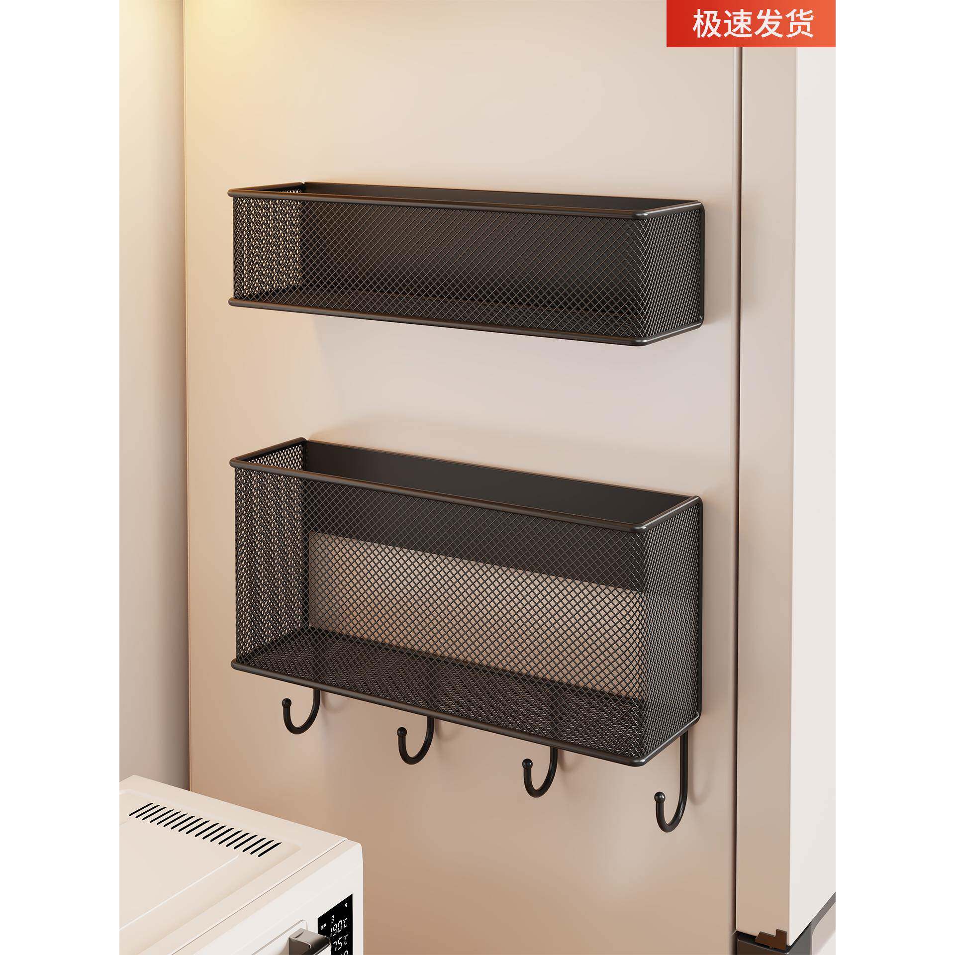冰箱侧收纳置物架磁吸侧面神器免打孔壁挂式保鲜膜纸巾架调料挂钩
