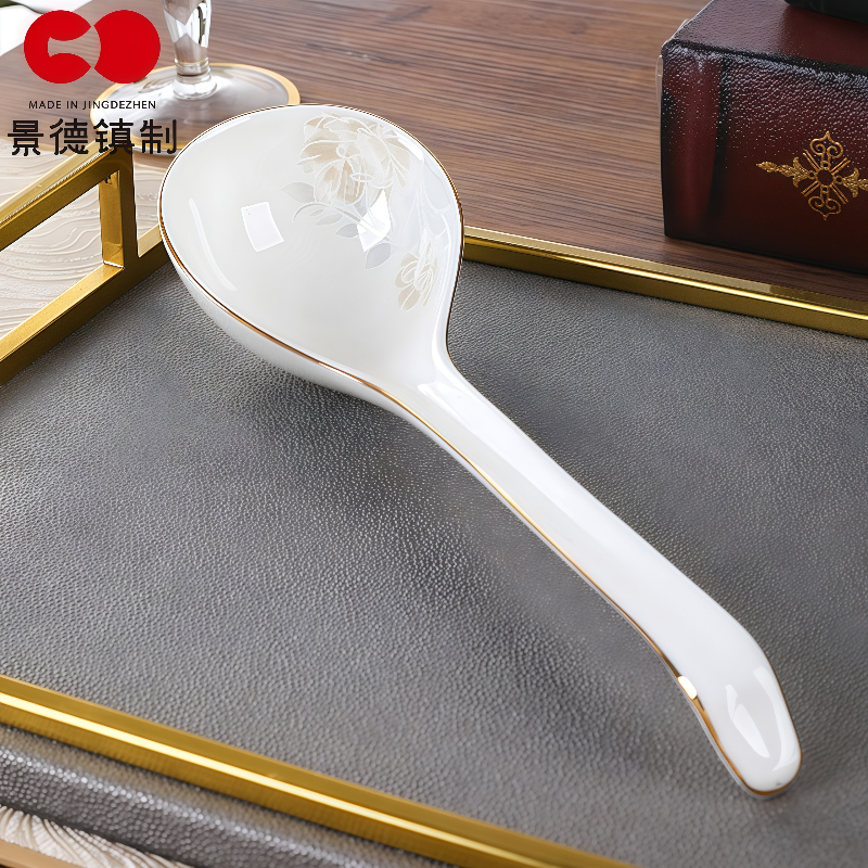 陶瓷汤勺大号盛汤骨瓷家用大调羹白色汤匙盛子厨具餐具粥勺子