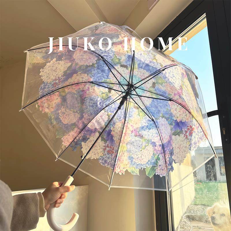 绣球花雨伞拱形透明加大加厚加固防风长柄伞高颜值道具风ins拍照,居家日用,伞,淘宝优惠券,粉丝福利购,淘宝优惠卷
