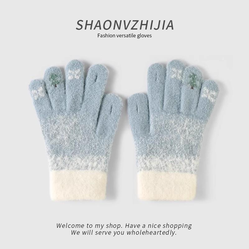 骑电动车防风手套新款毛线