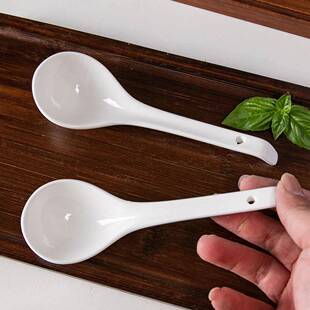 陶瓷汤勺大号盛汤骨瓷汤勺家用陶瓷大号汤匙粥勺简约厨具餐具长柄