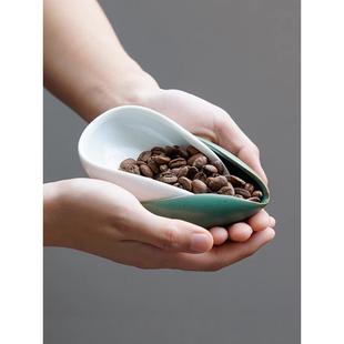 德国咖啡豆勺豆称豆盘量手冲意式称量豆盘陶瓷量豆容器接豆盘茶碟