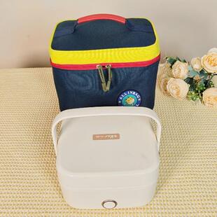 日本高品质长效保温袋加厚正方形小熊电加热饭盒手提袋保温便当包