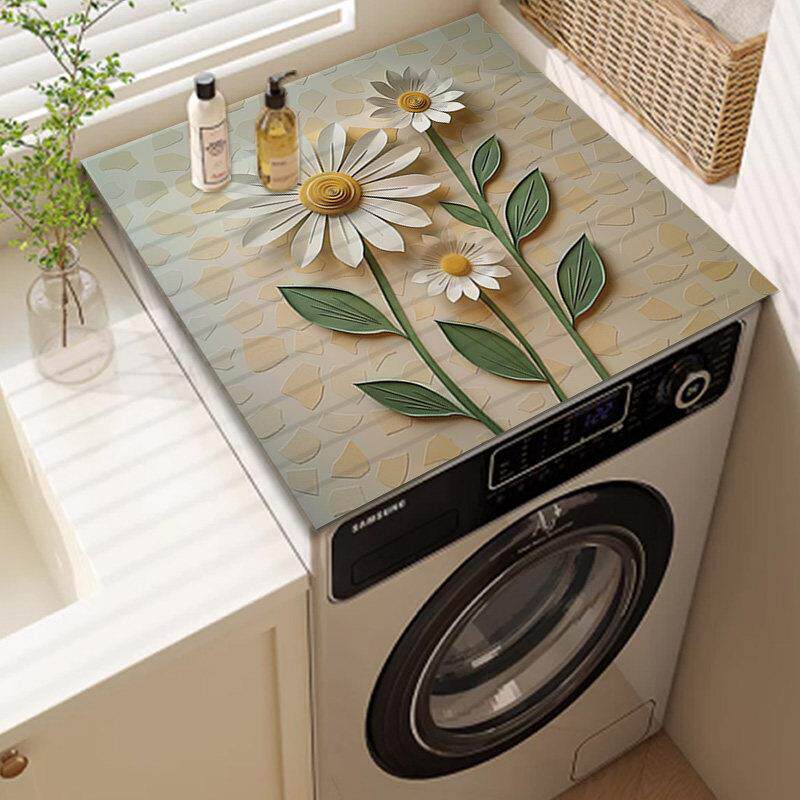 洗衣机遮盖布滚筒盖垫子吸水防晒冰箱盖布防尘罩垫布硅藻泥床头柜