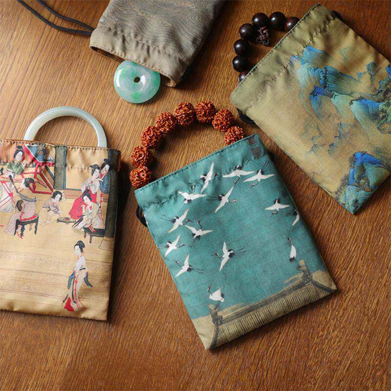 收纳袋抽绳束口高端文玩手串绒布袋核桃佛珠香炉珠宝手镯首饰袋袋