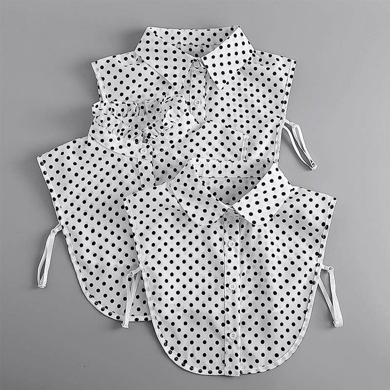 假领子女秋冬春韩版毛衣衬衣装饰领白色圆点系列假百搭衣领荷叶领