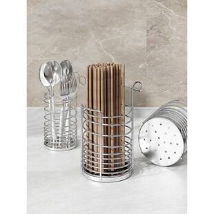 壁挂式家用筷子筒可悬挂304不锈钢筷笼筷子桶挂杆 厨房勺子置物架