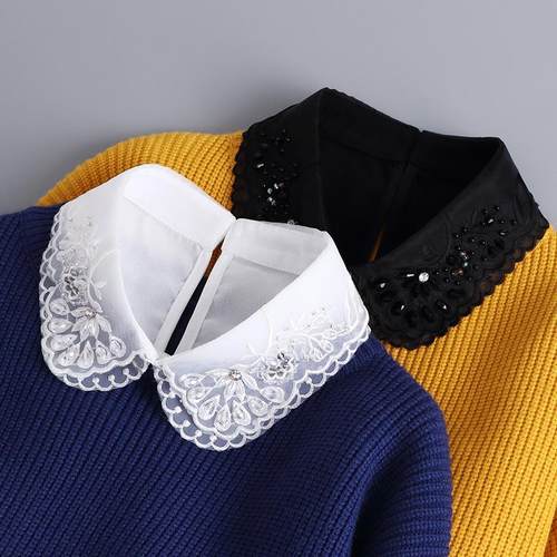 假领子女百搭假衣领后开绿