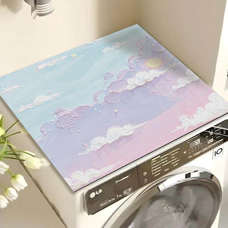 洗衣机遮盖布奶油风油画垫防晒硅藻泥吸水家用冰箱顶部床头柜垫防,居家布艺,洗衣机罩,淘宝优惠券,粉丝福利购,淘宝优惠卷