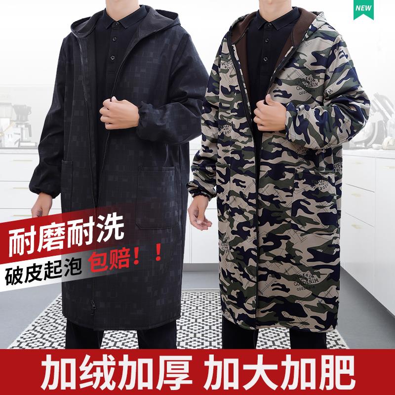 加绒罩衣男加长加大大褂厚