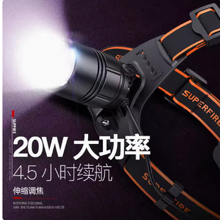 神火变焦头灯强光充电超亮头戴式HL08矿工钓鱼超长续航大功率户外